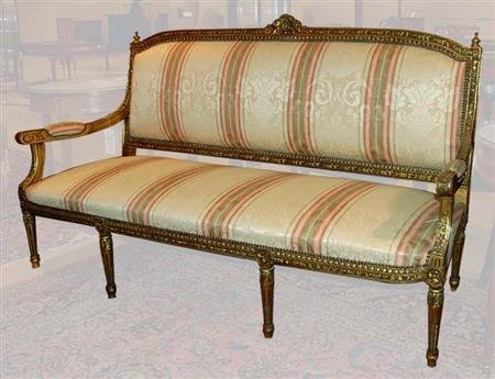 Lot image - Louis XVI Style Gilt-Wood Settee