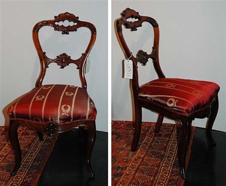 Lot image - Set of Five Victorian Style Mahogany Dining Chairs