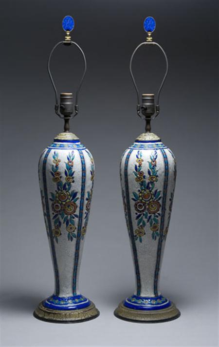 Lot image - Pair of Boch Freres Ceramic Lamps