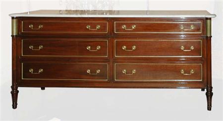 Lot image - Louis XVI Style Gilt-Metal Mounted Mahogany Commode