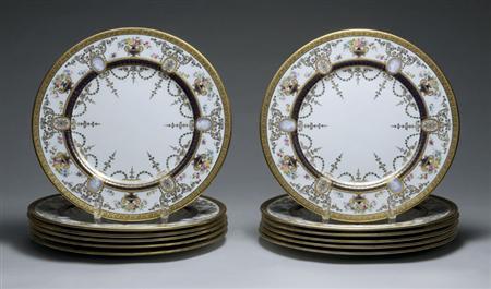 Lot image - Set of Twelve Cauldon Gilt Decorated Porcelain Service Plates