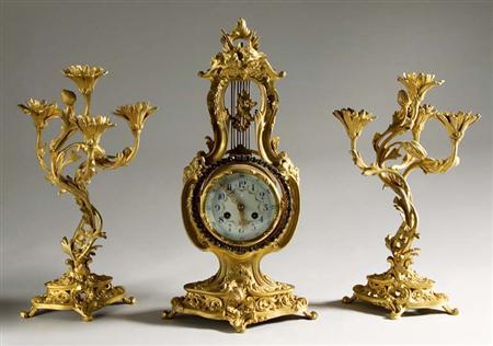 Lot image - Transitional Louis XV/XVI Style Gilt-Metal Garniture