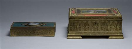 Lot image - Two Louis XVI Style Gilt-Bronze and Glass Jewelry Boxes