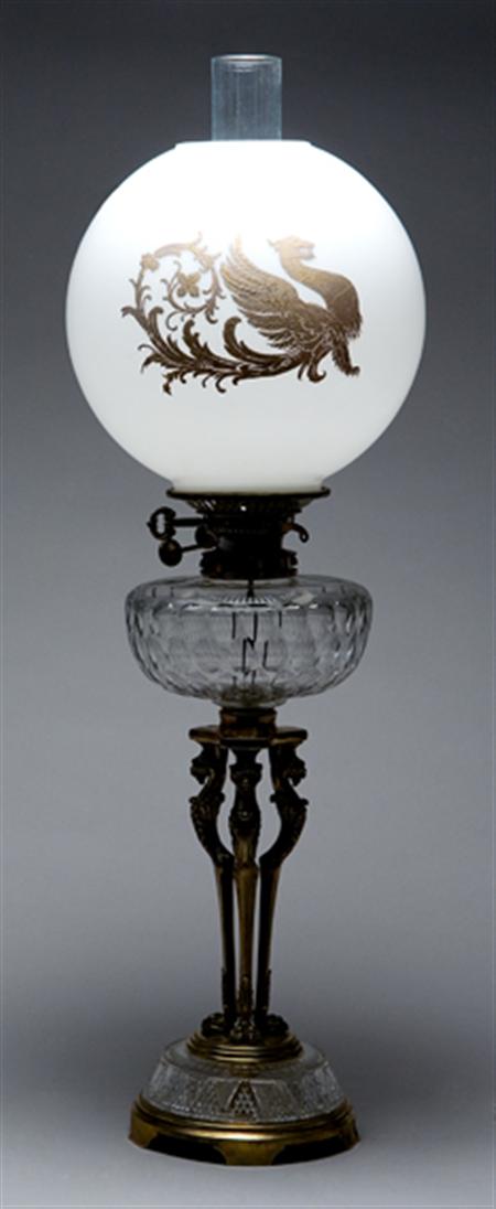 Lot image - Renaissance Style Cut Glass and Gilt-Metal Lamp