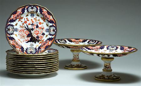 Lot image - Royal Crown Derby Gilt Decorated Porcelain Partial Dessert Service