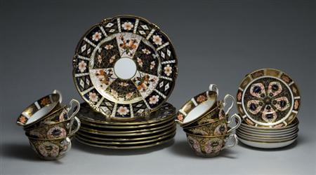 Lot image - Royal Crown Derby Gilt Decorated Porcelain Partial Dessert Service