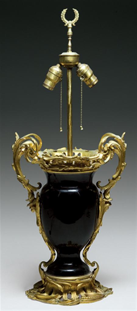 Lot image - Sevres Style Gilt-Metal Mounted Porcelain Two-Handled Vase