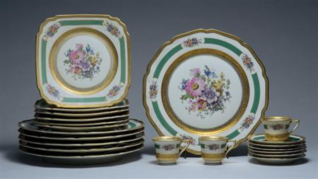 Lot image - Czechoslovakian Gilt Decorated Porcelain Partial Dinner Service