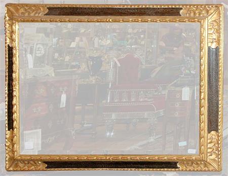 Lot image - Louis XVI Style Black and Gold Painted Wood Mirror