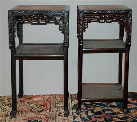 Lot image - Two Chinese Hardwood Side Tables
