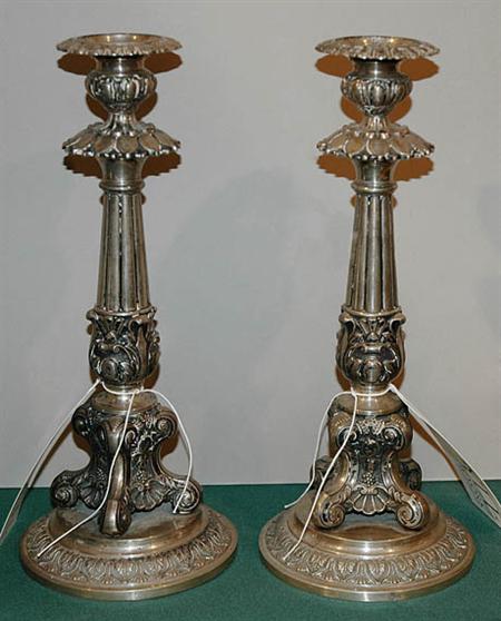 Lot image - Pair of Continental Silver Candlesticks