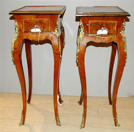 Lot image - Pair of Louis XV Style Gilt-Metal Mounted Walnut Salon Tables