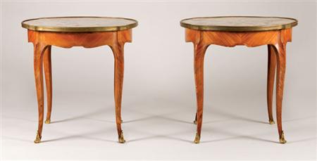 Lot image - Pair of Louis XV Style Gilt-Bronze Mounted Walnut Low Tables