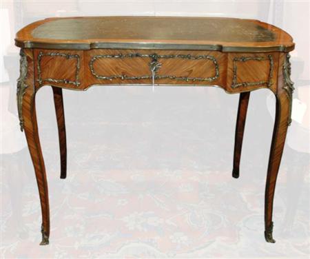 Lot image - Louis XV Style Gilt and Patinated-Bronze Mounted Kingwood Writing Desk