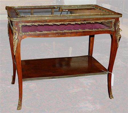 Lot image - Louis XV Style Metal Mounted Mahogany Vitrine Table