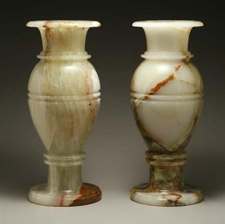 Lot image - Pair of Neoclassical Style Onyx Footed Vases