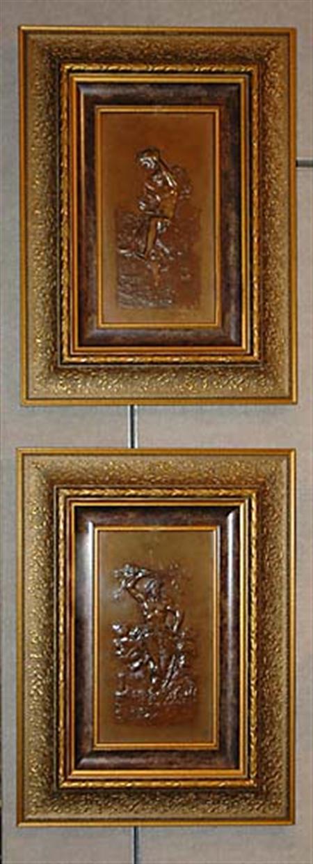Lot image - Two Framed Bronze Relief Plaques