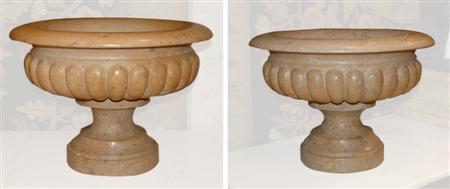 Lot image - Pair of Louis XVI Style Sienna Marble Urns
