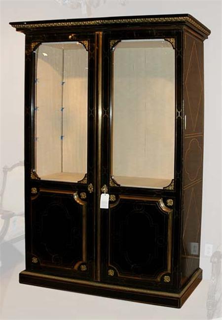 Lot image - Louis XVI Style Gilt-Bronze Mounted and Brass String Inlaid Ebonized Bibliotheque