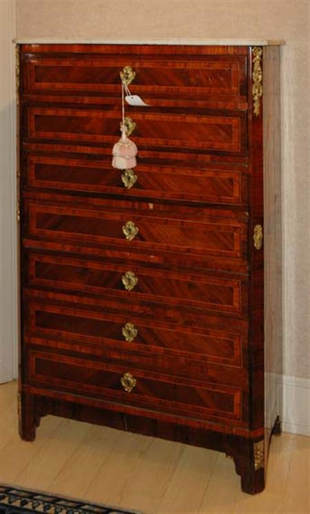 Lot image - Louis XVI Style Gilt-Metal Mounted Inlaid Walnut Semainier