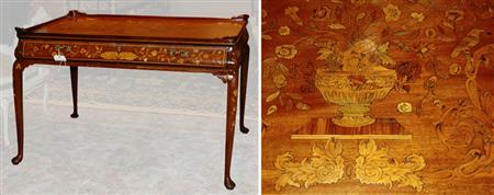 Lot image - Dutch Marquetry Inlaid Walnut Table