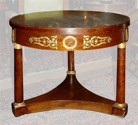 Lot image - Empire Style Gilt-Metal Mounted Mahogany Center Table