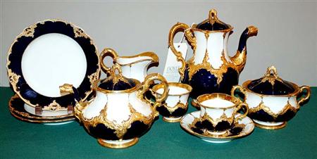 Lot image - Meissen Gilt and Cobalt Decorated Porcelain Dessert Service