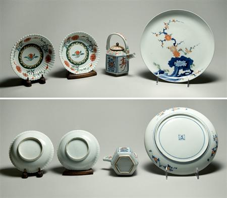 Lot image - Group of Japanese Polychrome Painted Porcelain Articles