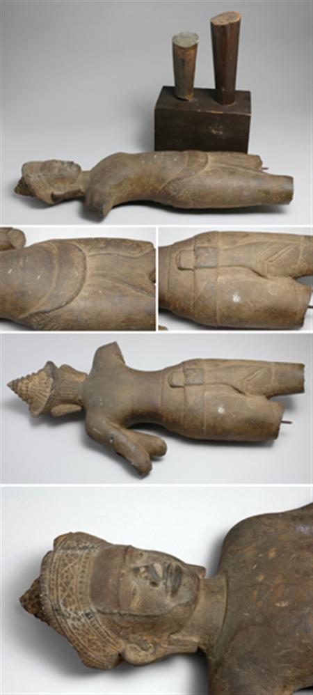 Lot image - Khmer Sandstone Carved of a Male Figure