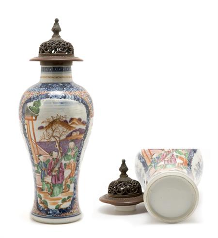 Lot image - Chinese Export Glazed Porcelain Baluster Vase
