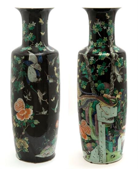 Lot image - Chinese Famille Verte Glazed Porcelain Vase