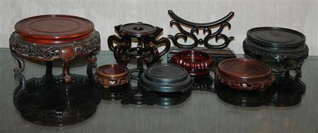 Lot image - Miscellaneous Large Group of Chinese Wood Stands