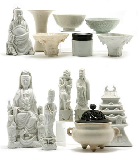 Lot image - Group of Chinese Blanc de Chine Porcelain Articles