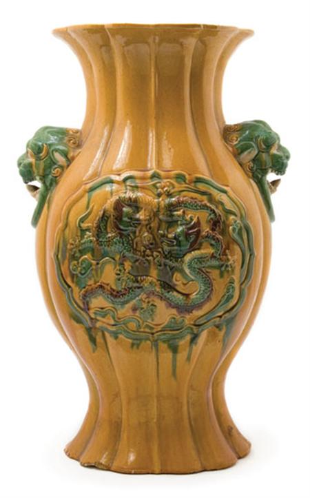 Lot image - Chinese Sancai Glazed Pottery Vase