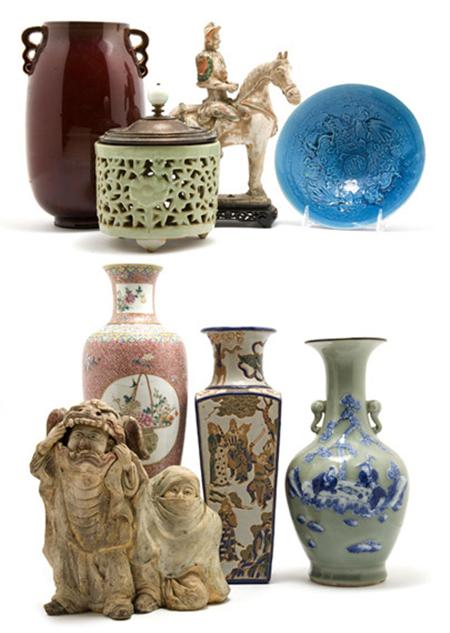 Lot image - Group of Eight Chinese Ceramic Articles