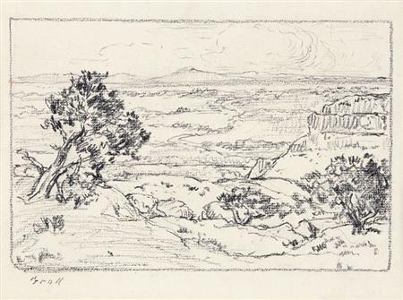 Lot image - Albert Lorey Groll American, 1866-1952 Serpentine River, Mesa: Double-Sided, Arizona Sky, 1910, Cliffs at Night, Monument Valley: Six