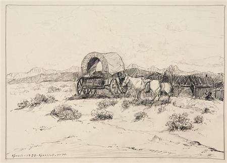 Lot image - Albert Lorey Groll American, 1866-1952 Wagon Trains: Eight