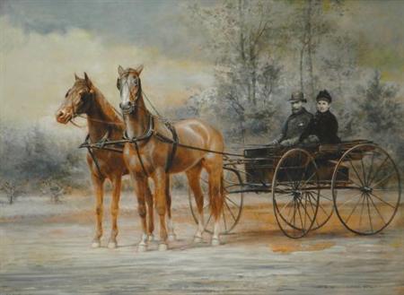 Lot image - Edward Lamson Henry American, 1841-1919 Mr. and Mrs. Brett in a Surrey, 1889