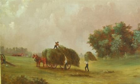 Lot image - Nelson S. Bowdish American, 1831-1916 Figures Haying