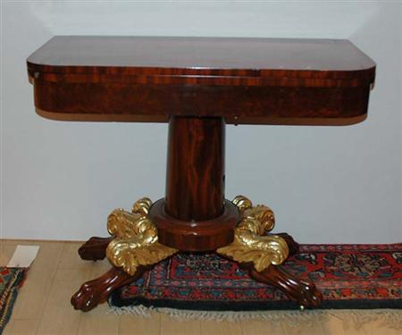 Lot image - Classical Parcel Gilt Mahogany Fold-Over Card Table