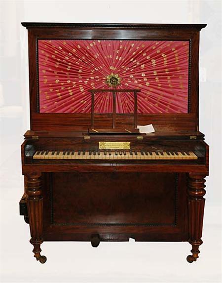 Lot image - Classical Gilt-Metal Mounted Mahogany Upright Piano