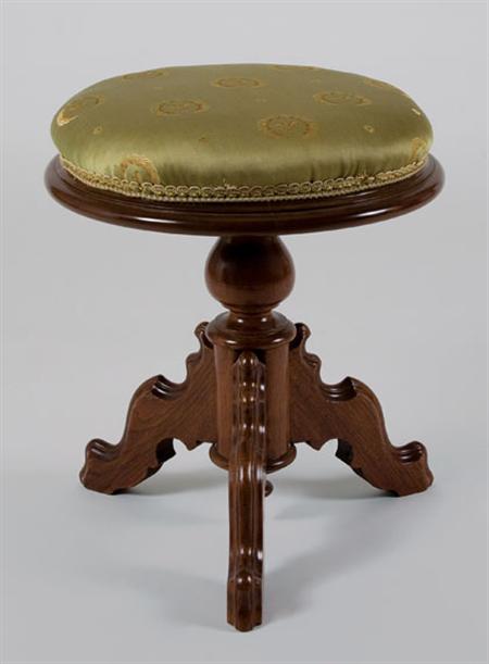 Lot image - Walnut Upholstered Piano Stool