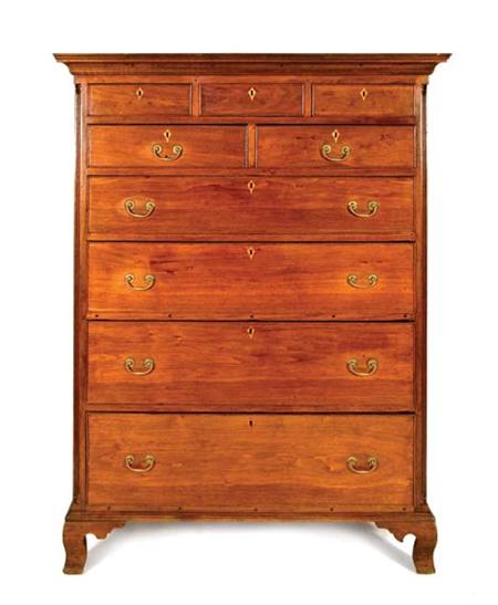 Lot image - Chippendale Walnut Tall Chest of Drawers