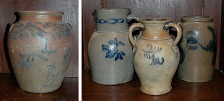 Lot image - Group of Cobalt Decorated Salt Glazed Stoneware Articles