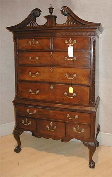 Lot image - Chippendale Style Mahogany High Chest