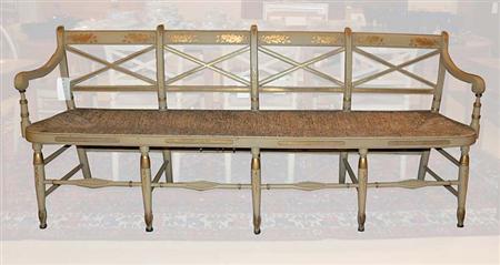 Lot image - Painted and Gilt Decorated Fancy Bench