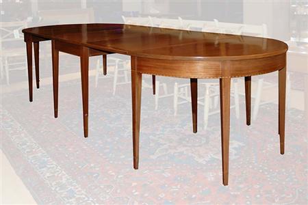 Lot image - Federal Style Inlaid Mahogany Three-Part Dining Table