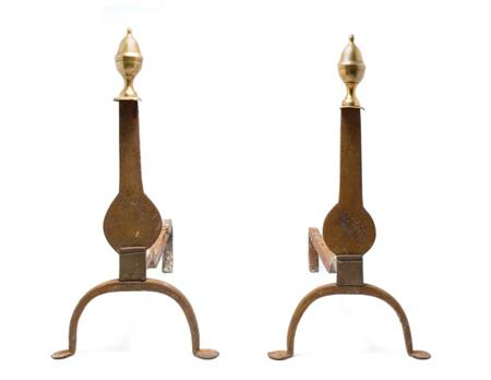 Lot image - Pair of Knife Blade Andirons