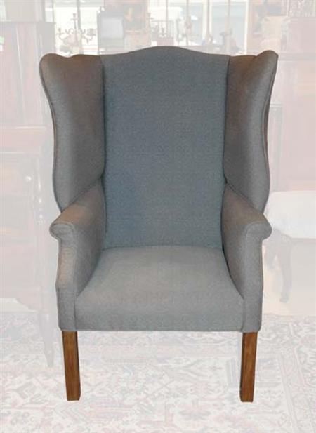 Lot image - Chippendale Style Mahogany Upholstered Wing Chair
