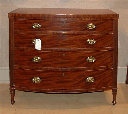 Lot image - Federal Mahogany Bowfront Chest of Drawers